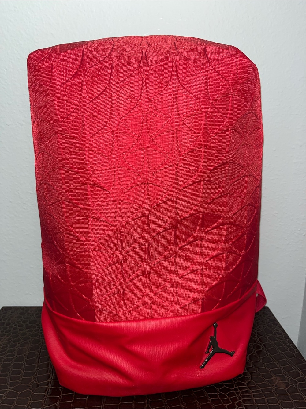 Jordan Red Textured Geometric Backpack